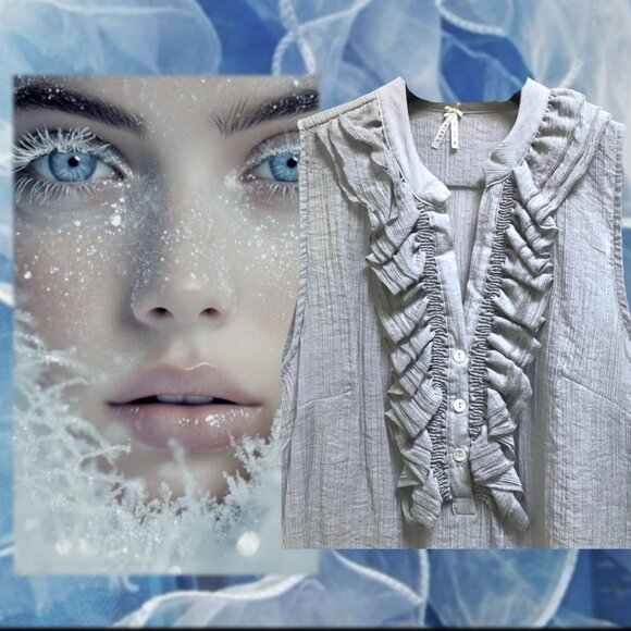 Cute LAPIS Ruffle Sleeveless Blouse - Picture 4 of 7